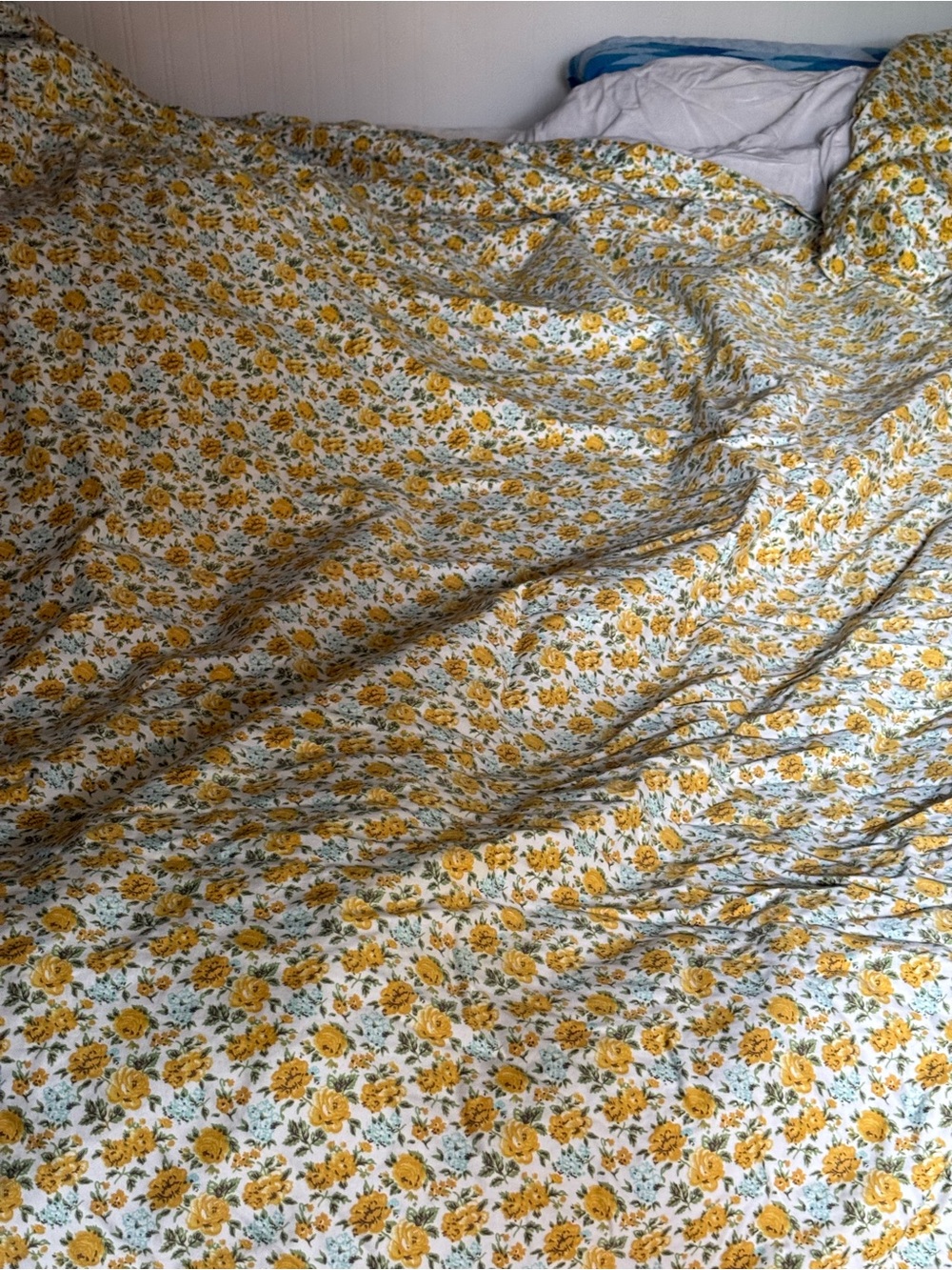 Vintage Floral Yellow Rose Cotton Twin Bedspread- Brand